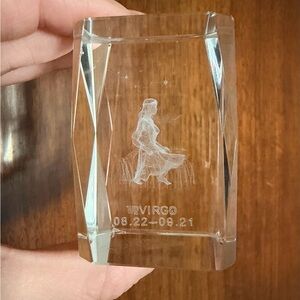 Clear Virgo Zodiac Crystal Block paperweight